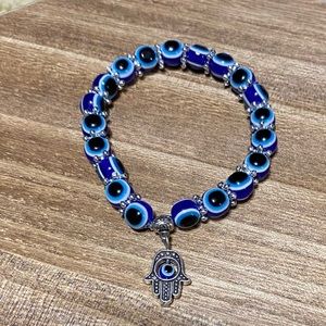Hamsa/Evil Eye Beaded Charm Bracelet